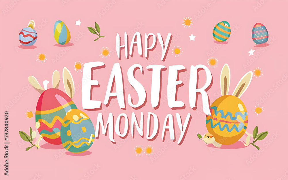 celebrated Easter monday poster template design with egg background celebrated Easter monday poster template design with egg background