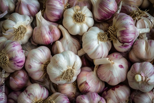 Natural garlic in the market