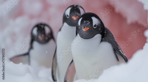 Penguins in Antarctica: Adorable penguins in their natural habitat, conveying the charm of these resilient birds.