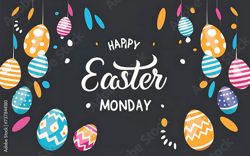Easter Monday rabbit  design for greeting banners, template background