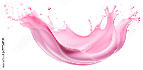 Splash of pink milky liquid similar to smoothie, yogurt or cream, cut out