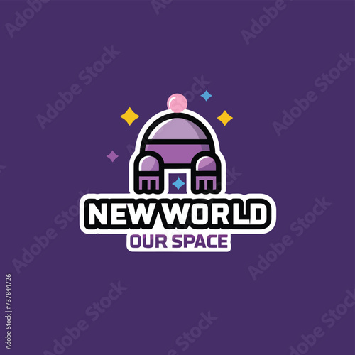 2d vector illustration space rocket plant earth 
