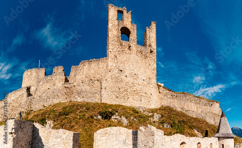 High resolution stitched alpine summer panorama at Ehrenberg castle ruins near Reutte, Tyrol, Austria photo