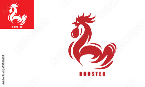 BIG RED ROOSTER LOGO, silhouette of big chicken vector illustrations