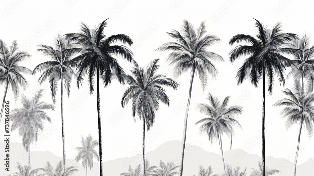 A wallpaper with a palm tree pattern on its side.