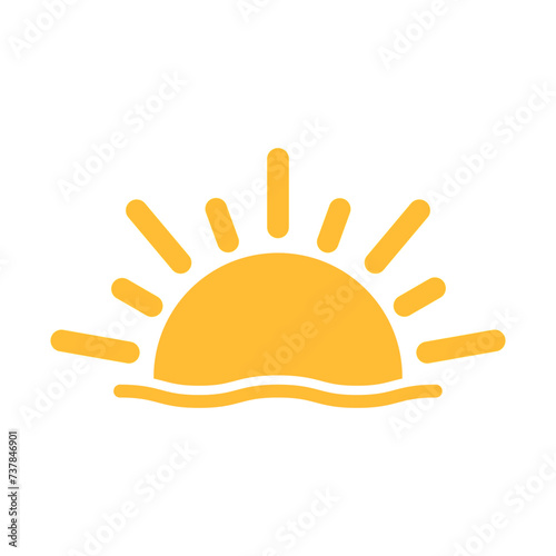 A half sun is setting downwards icon vector sunset concept for graphic design, logo, website, social media, mobile app, UI illustration