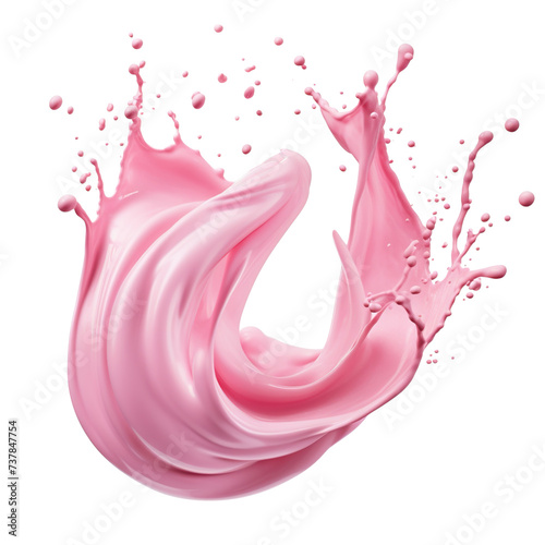 Splash of pink milky liquid similar to smoothie, yogurt or cream © Yeti Studio