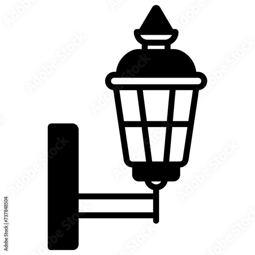 street light bulb retro glyph and line vector illustration