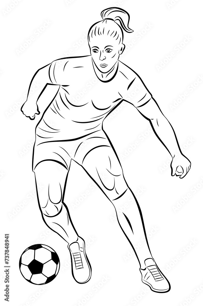 illustration of soccer player, vector drawing