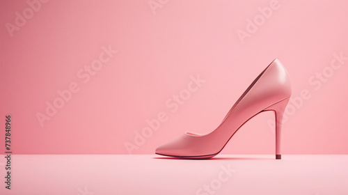 A single elegant colored high-heeled shoe, perfectly positioned against a flat background, symbolizes timeless fashion