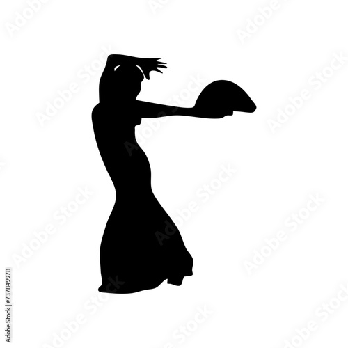 Silhouettes of female flamenco dancer