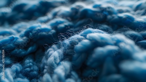 Close Up View of Blue Wool Texture photo