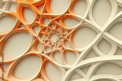 elegant apricot and cream islamic ornament wallpapers desktop with curved pattern photo