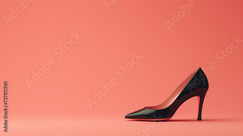 A single elegant colored high-heeled shoe, perfectly positioned against a flat background, symbolizes timeless fashion