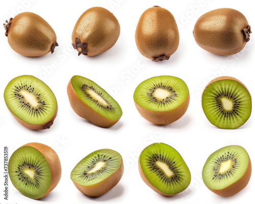 A vibrant cluster of plump kiwi fruits, bursting with juicy goodness and representing the beauty of natural foods