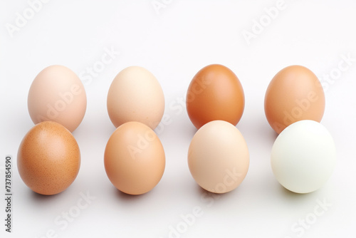 Organic eggs on white background