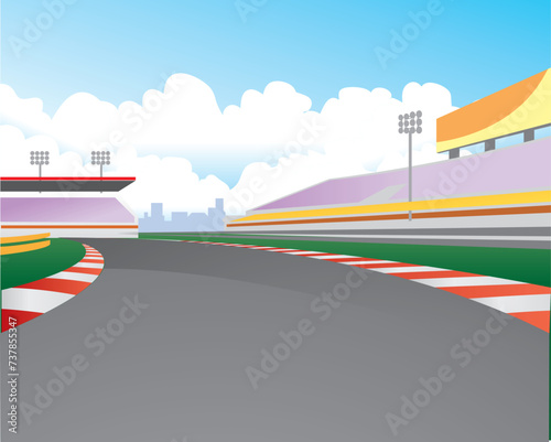 racing track in city at day cartoon background