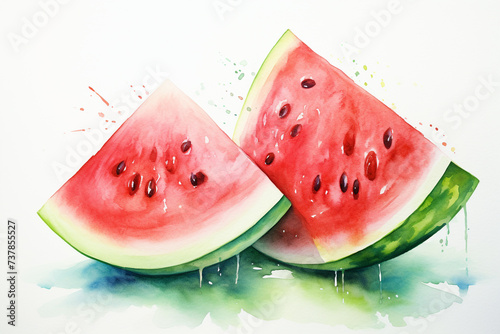 Sliced Watermelon fruit on white background