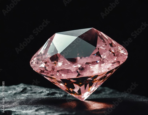 Pink diamond  close up raw material mineral gemstone  idea for gemology and spiritual theme