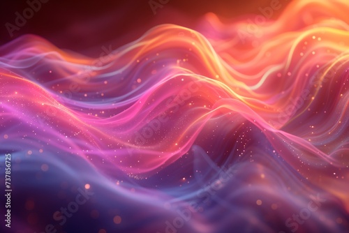 abstract neon waves with sparkling particles