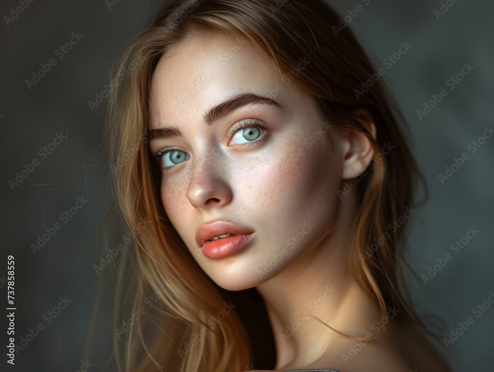 Beautiful Young Woman With Blue Eyes Posing for a Picture Beautiful Young Woman With Blue Eyes Posing for a Picture