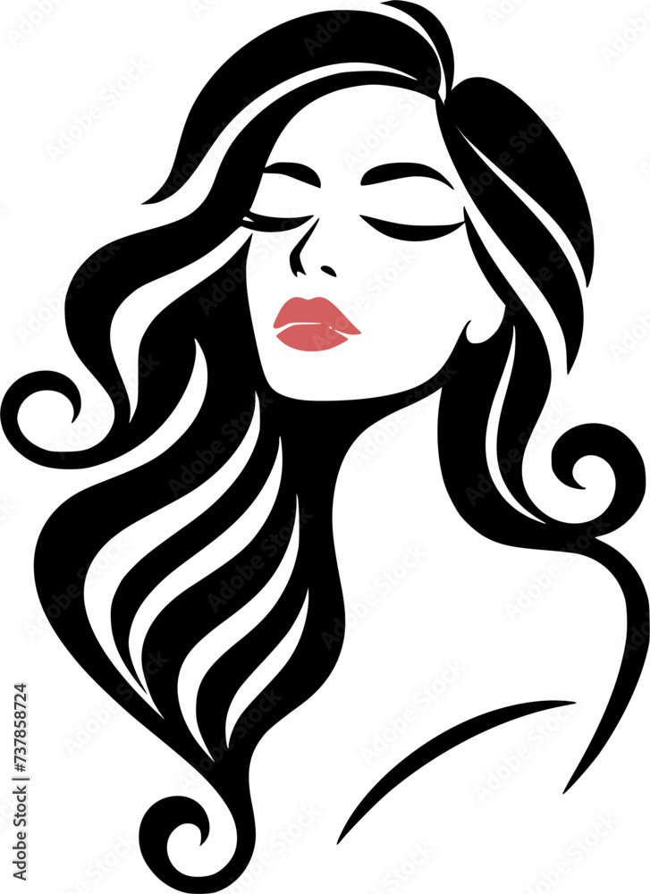 Silhouette woman with long hair illustration