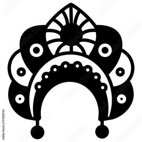 Kokoshnik glyph and line vector illustration