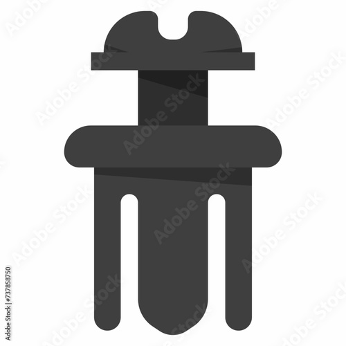 Auto plastic bumper fastener rivet retainer vector cartoon illustration isolated on a white background.