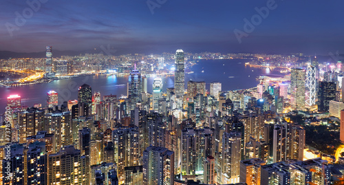 China - Hong Kong cityscape at night