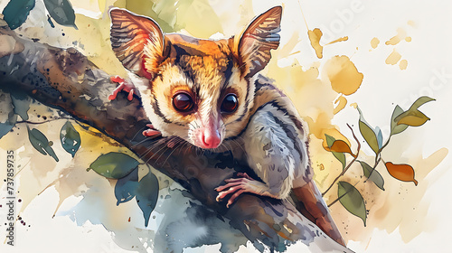 illustration with the drawing of a Sugar glider