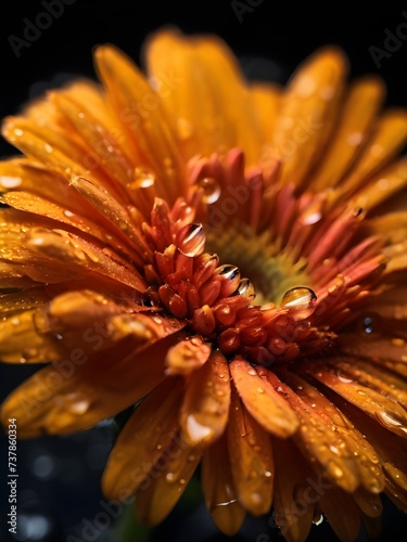 orange flower with drops