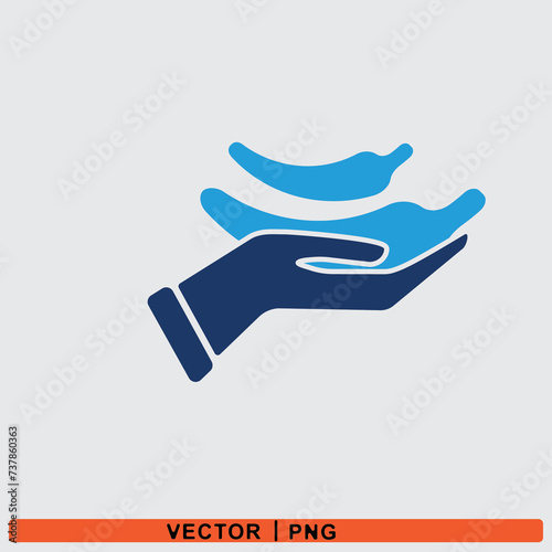 Food in hand icon design vector graphic of template, sign and symbol 
