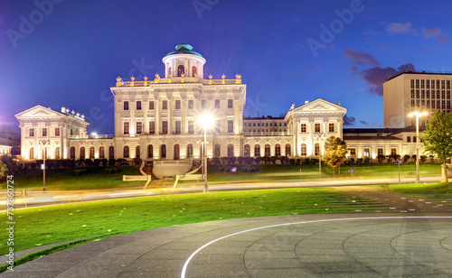 Borovitskaya square and Pashkov House near Moscow Kremlin in Moscow, Russia.