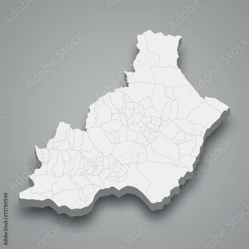 3d isometric map of Almeria is a province of Spain