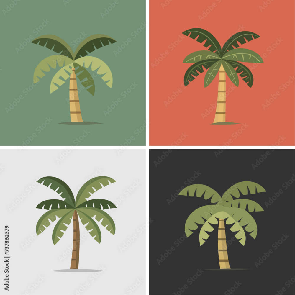 Set of palm trees flat vectors