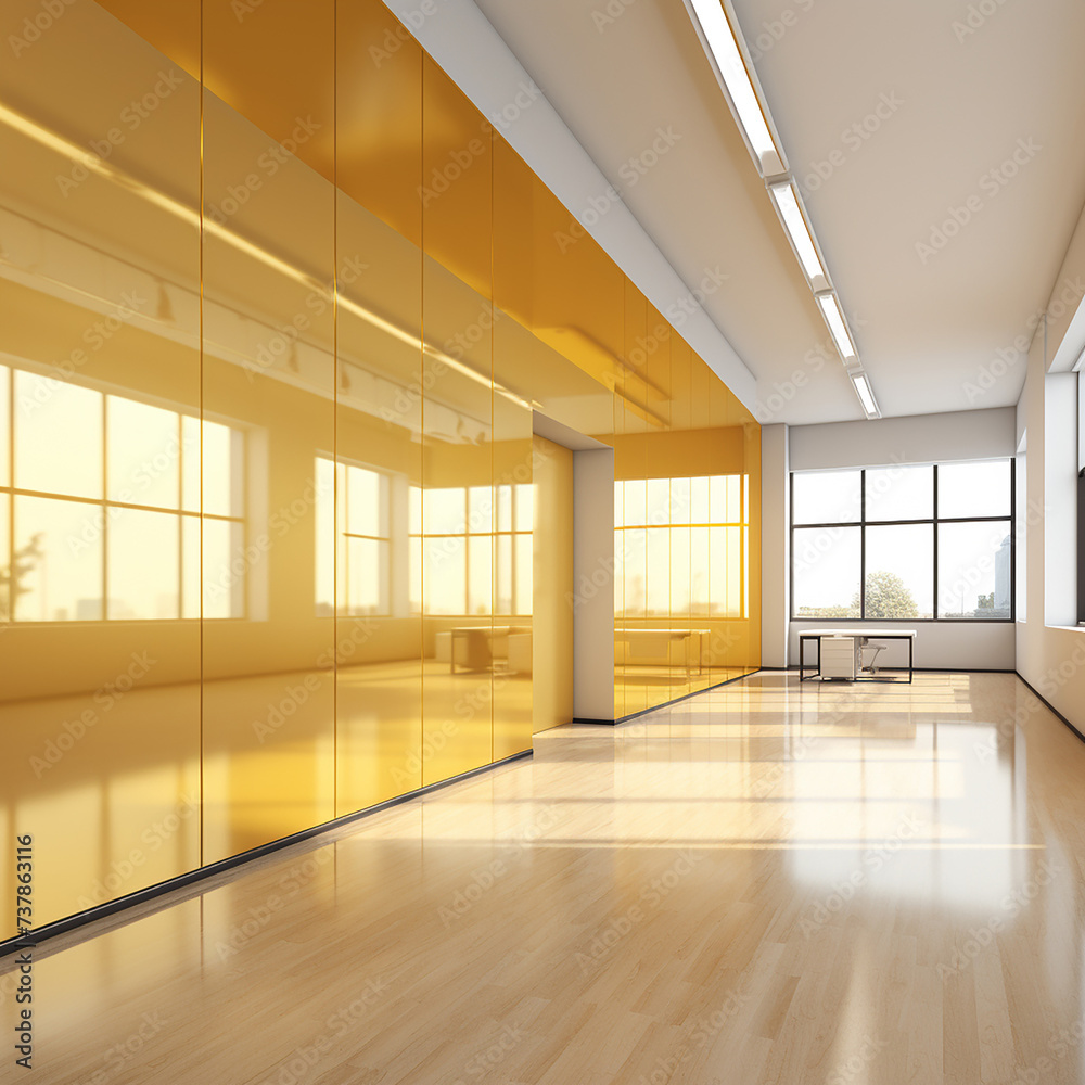 Golden perspective wall texture empty background