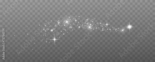 Shining stars.White shiny particles on a transparent background.Sparkling star dust.For packaging of children's toys, gifts, cards, banners.Vector. 