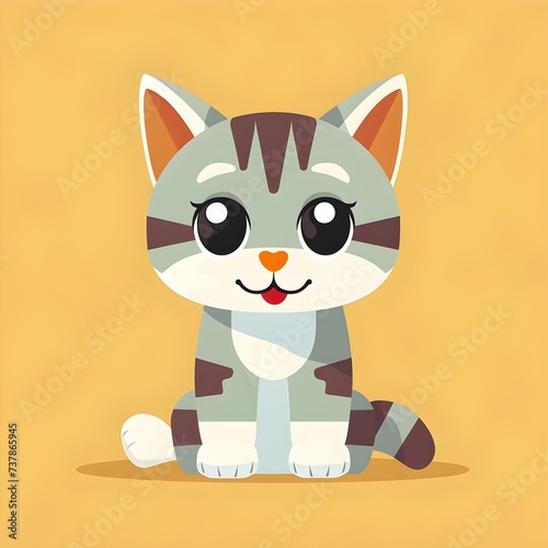 Whiskered Wonder: Flat Vector Kitten Logo for Irresistible Brand Appeal