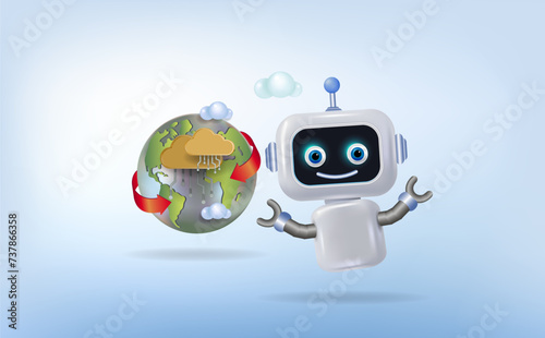 Fototapeta Naklejka Na Ścianę i Meble -  Artificial intelligence, AI. Chat bot assistant. Cloud computing technologies, an online concept
-data warehouses for business. 3d vector, icon.