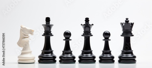 Strategic Encounter: Elegant Black Chess Pieces Ready for Battle Generative AI