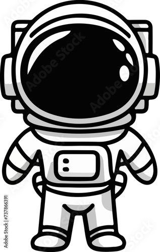 hand drawn vector illustration of a cartoon character of a cute astronaut