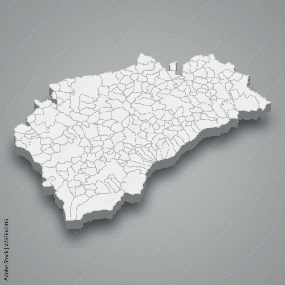 3d isometric map of Segovia is a province of Spain
