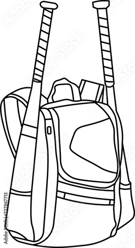 bat bag Outline Vector Illustration