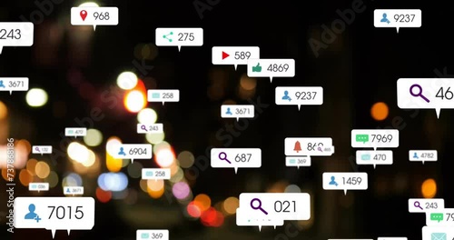 Wallpaper Mural Animation of icons and data processing over out of focus city Torontodigital.ca