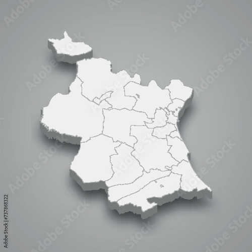 3d isometric map of Valencia is a province of Spain