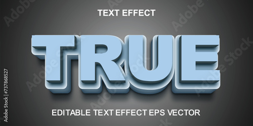 True blue color 3d text effect editable 3d style