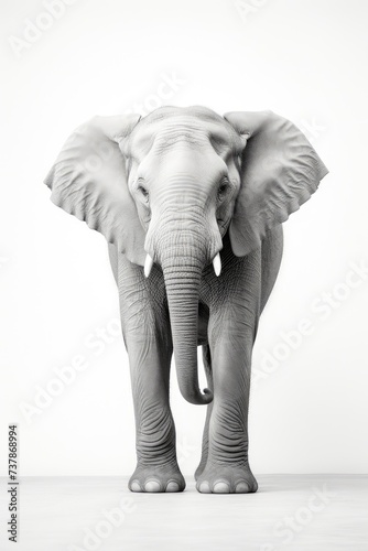 African Elephant Isolated, Big Africa Animal, Gray Elephant on White Background