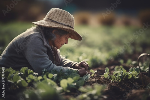 Female Agricultural working in organic vegetable farm