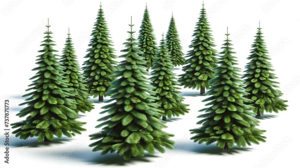 Obraz premium Holiday Season Green Christmas Trees Isolated Display