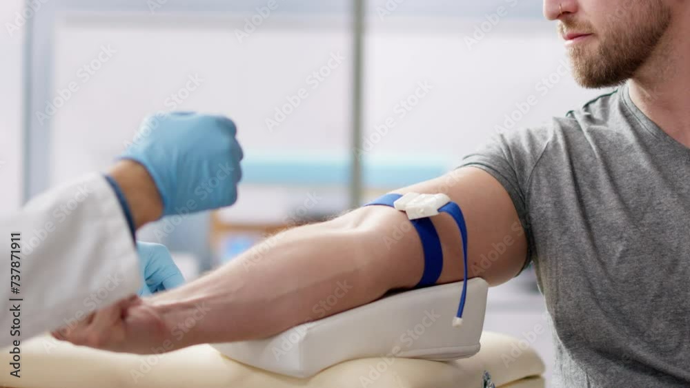 Patient Blood Draw By Doctor. People Donate